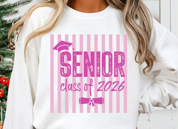 Striped Senior Class of 2026 SVG PNG